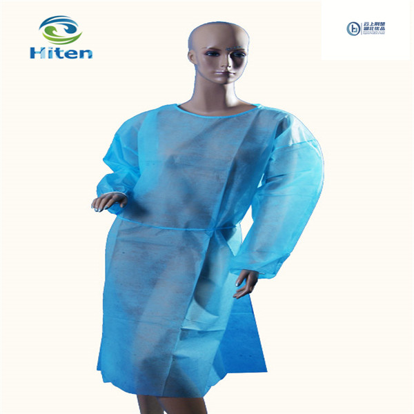 Non-woven surgical gown with rubber band cuff