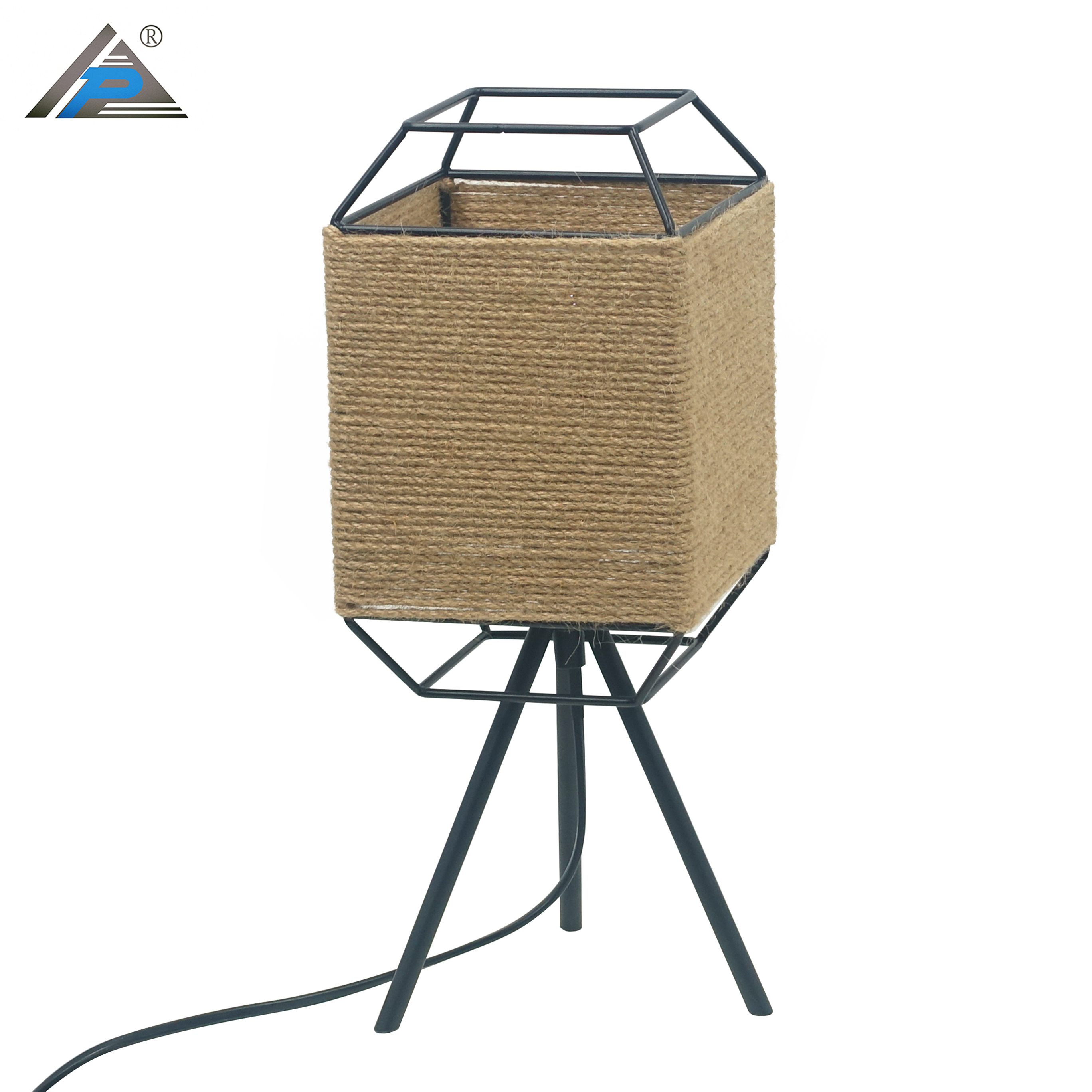 Industrial Decorative Iron Table Lamp with Rope Cover