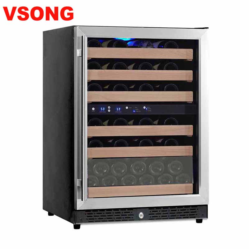 54 bottles 24" Built in invert compressor stainless steel Glass Door Under Counter Wine Cooler