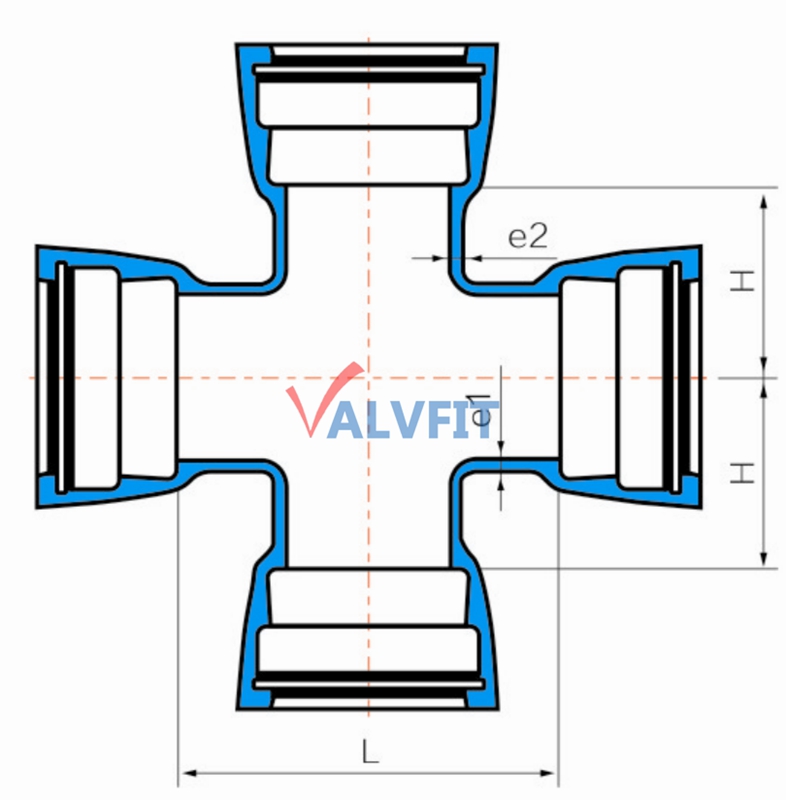 Ductile iron all socket cross ISO2531 BSEN545 BSEN598 fittings