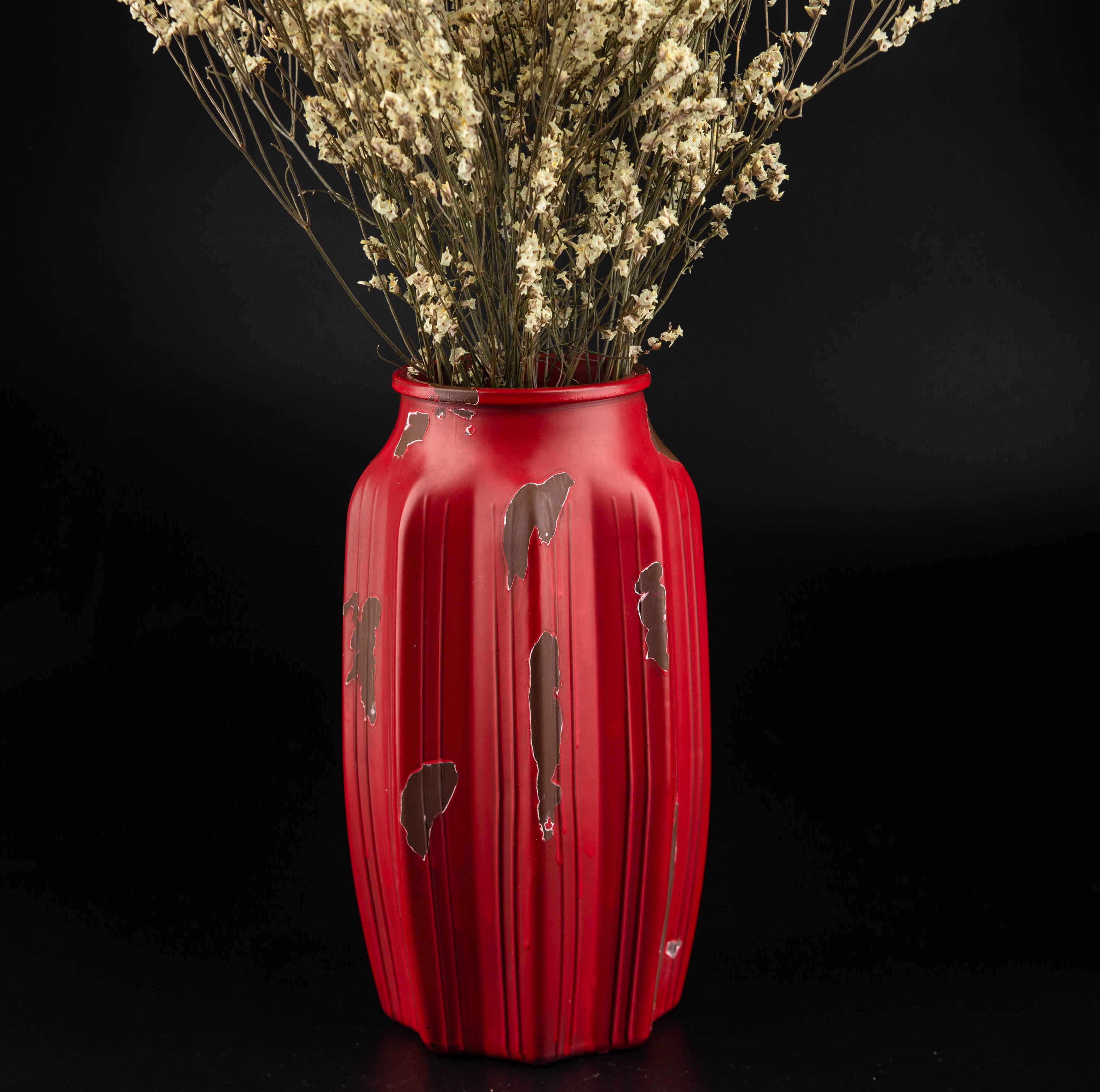 Glass vase for flower, Decorative vase, Rustic vase with ornament on the nec