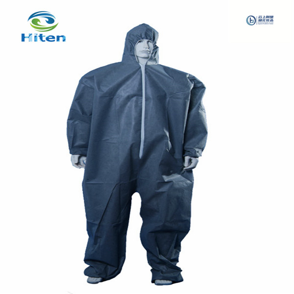 Light grey protective suit with cap and no shoe cover