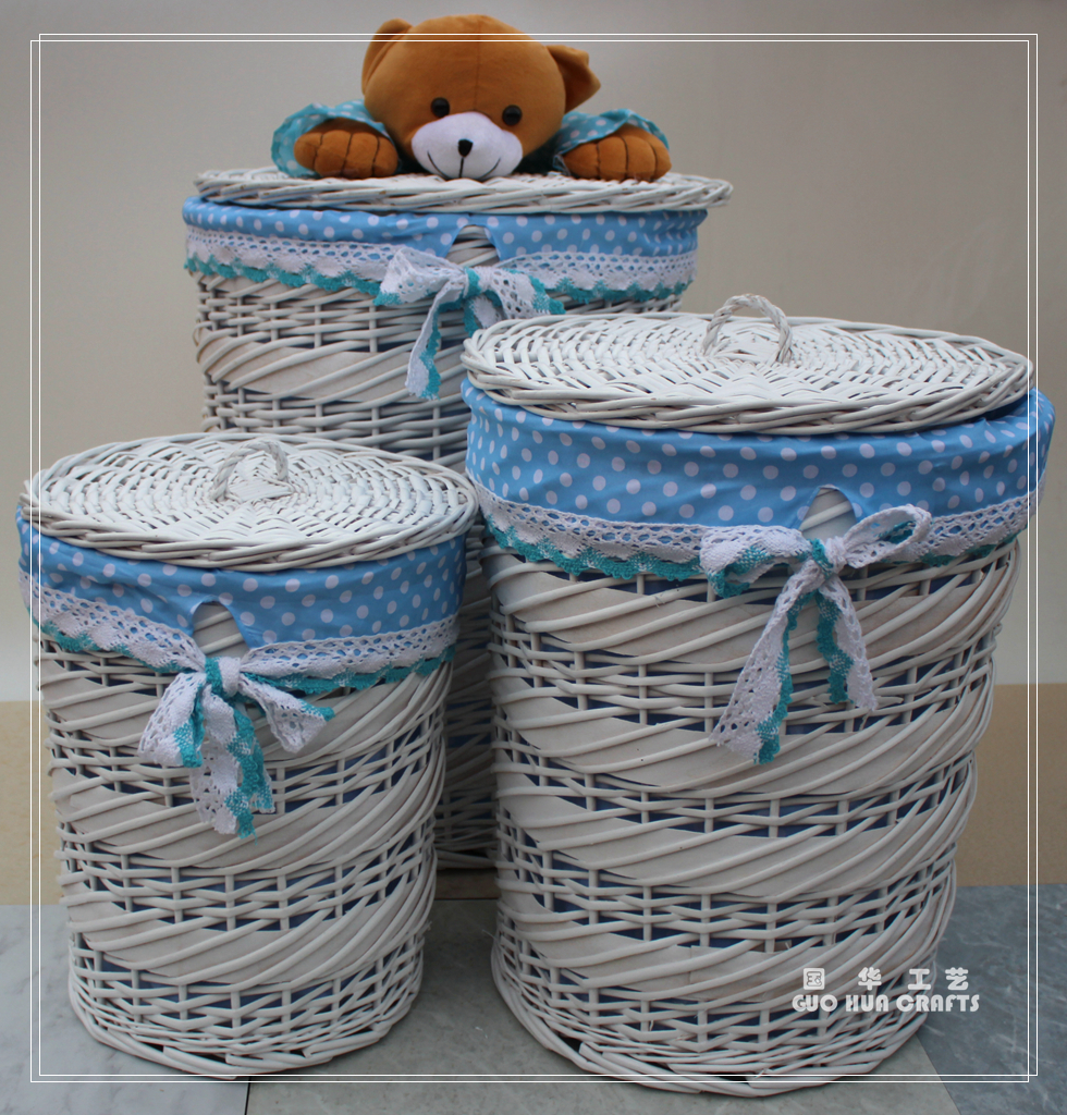 willow laundry hamper basket with lid, strong willow basket