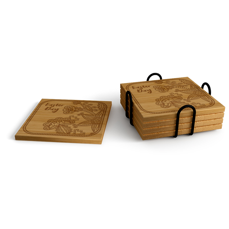 Bamboo Coaster w/laser pattern