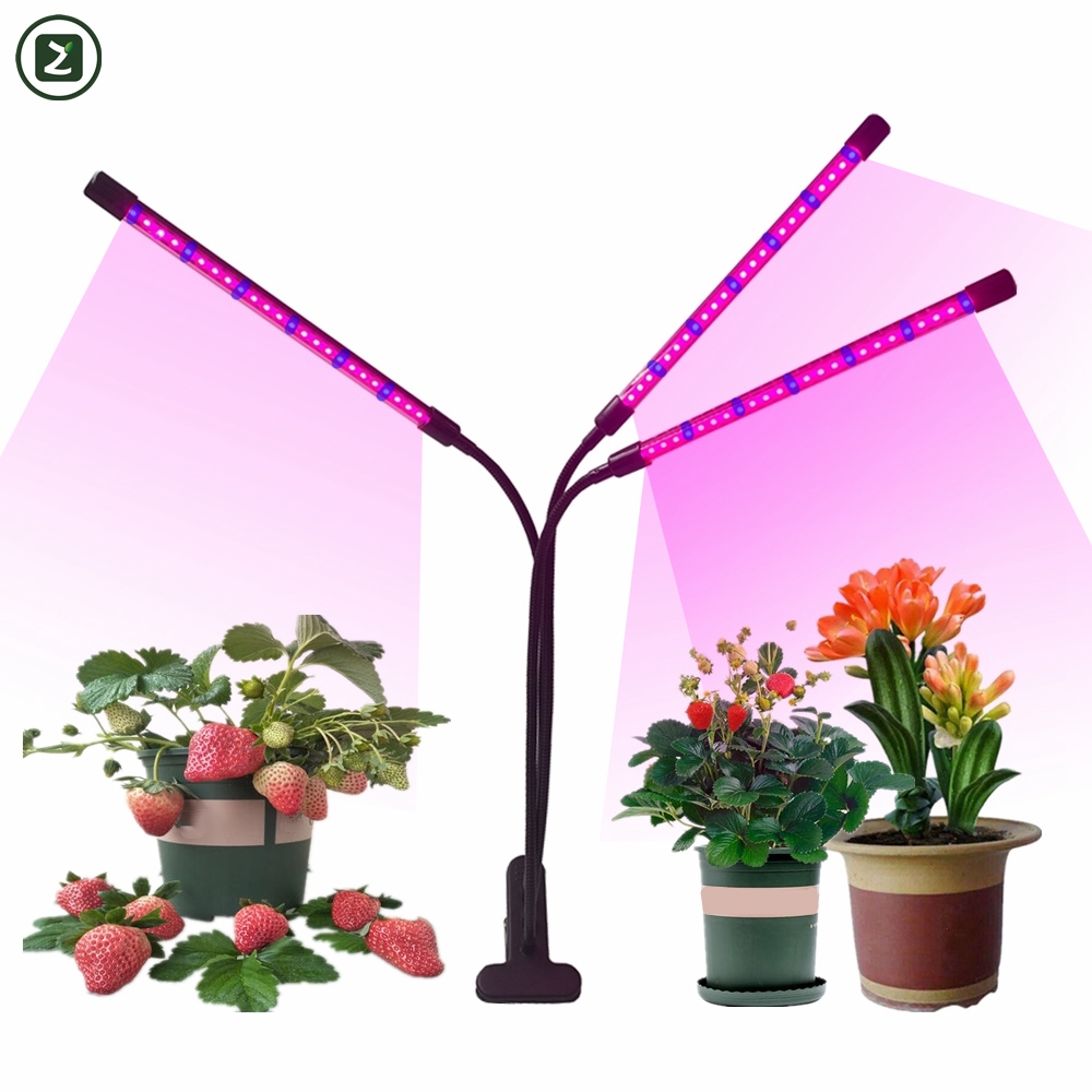 indoor plants USB cycle timing 3 tubes clip plant grow led light with timer