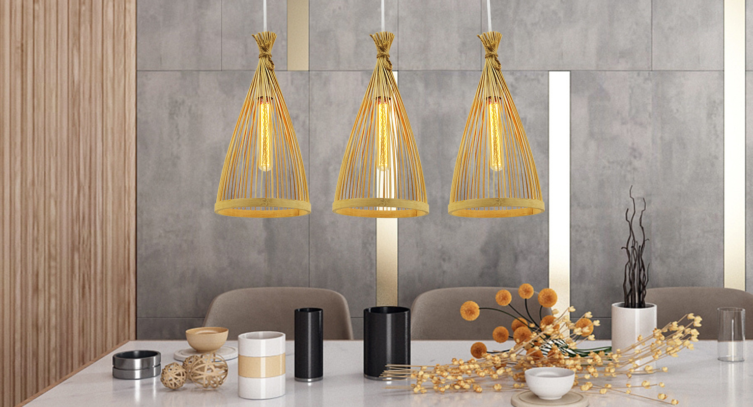 Natural Decorative Pendant Lamp with Bamboo Lampshade
