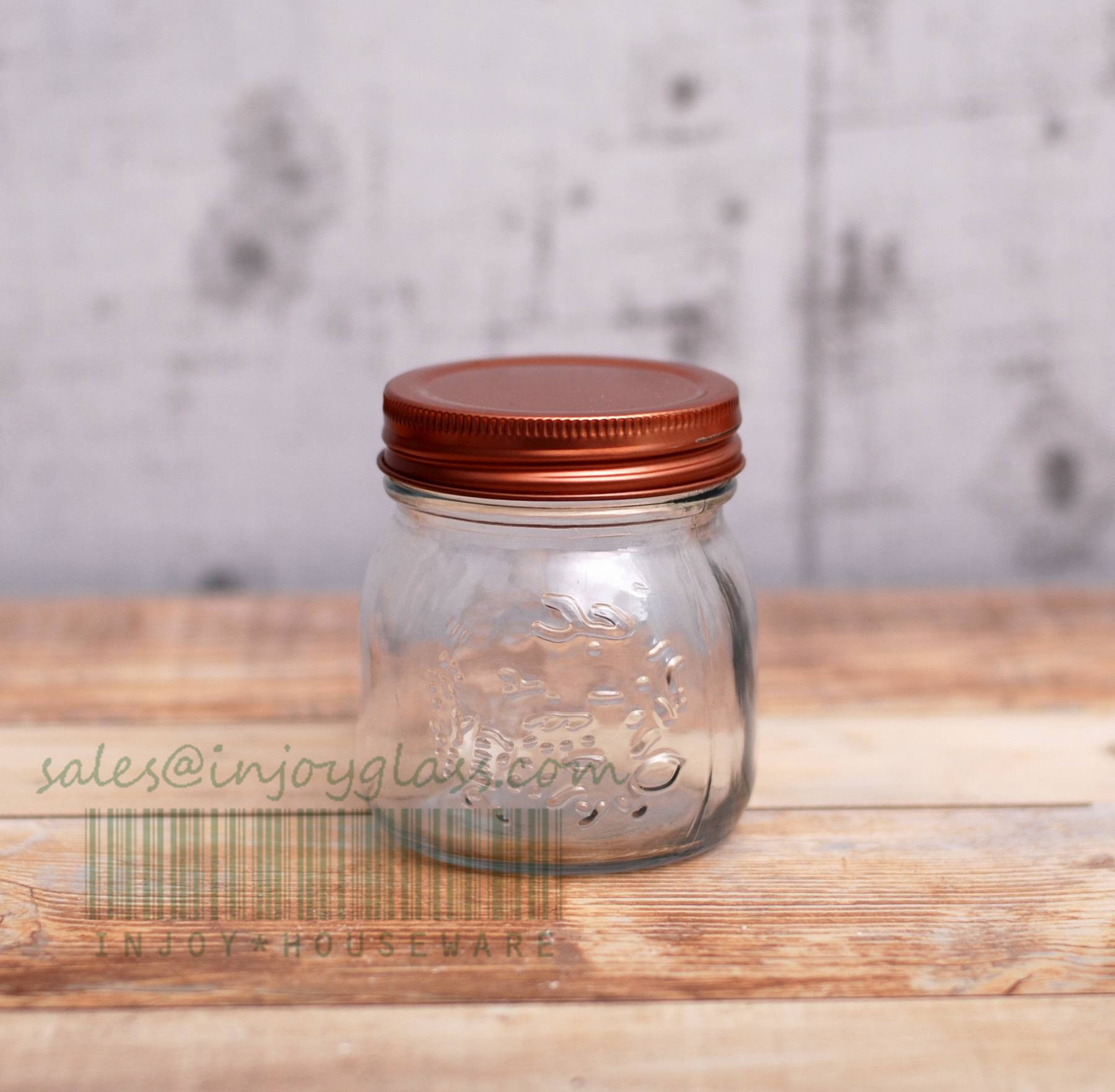 300ml glass jar with tin lid.