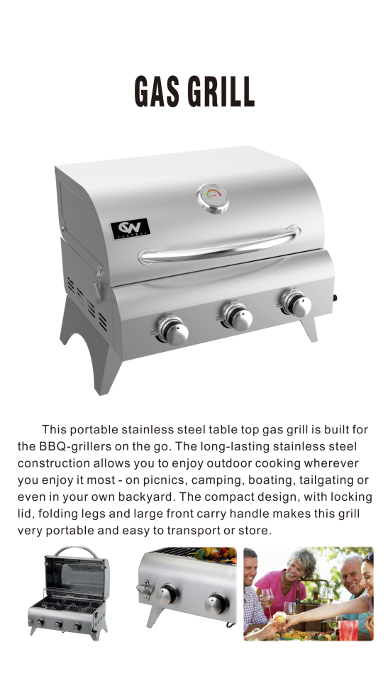 3 Burners Gas Grill