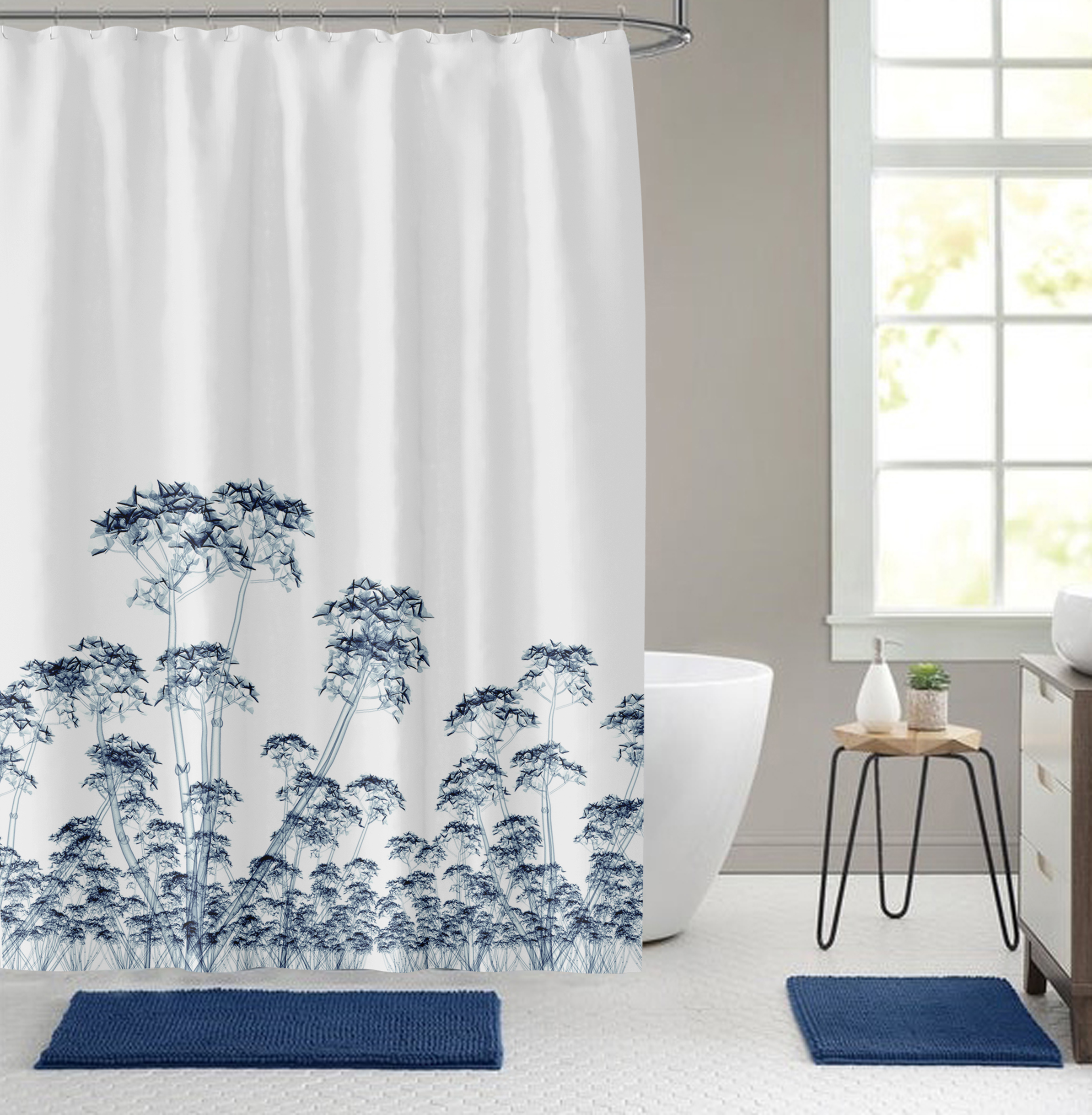 Cotton Waffle Printing Shower Curtain/Manufacturer