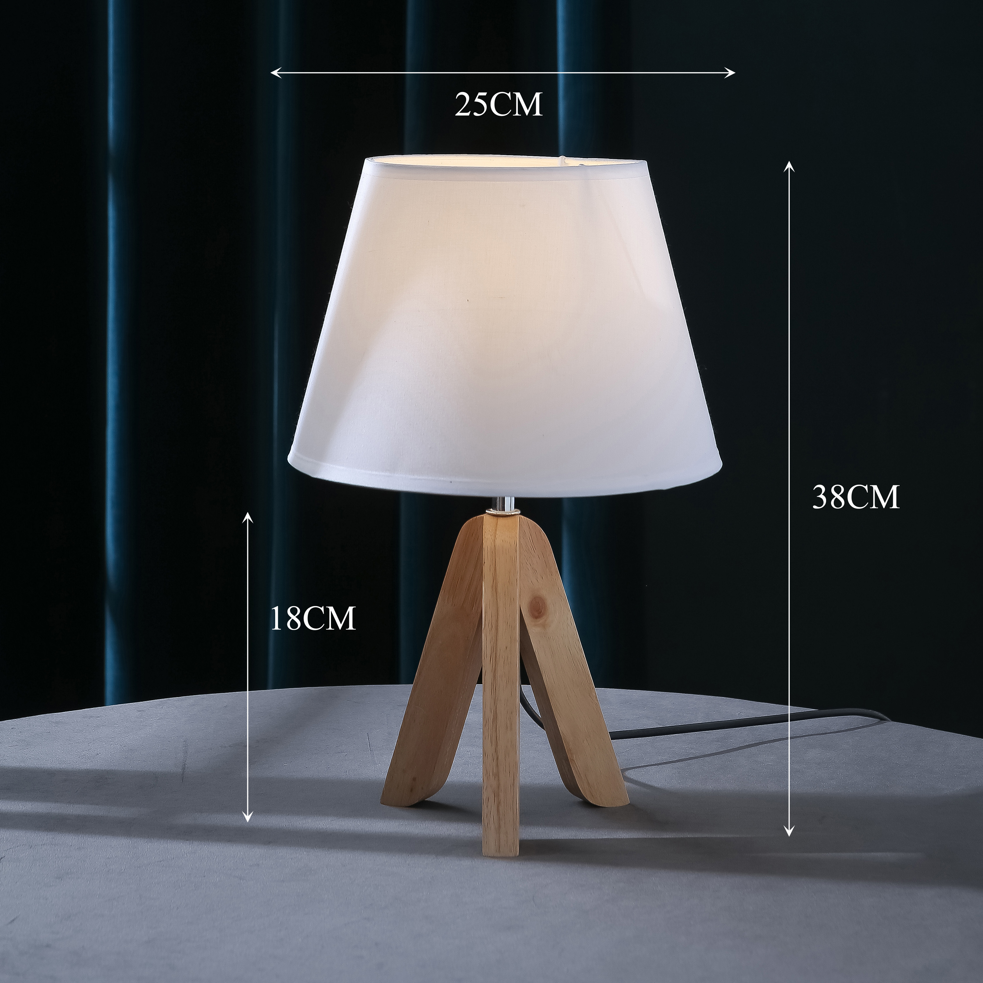 table lamp wooden lamp body + linen lampshade