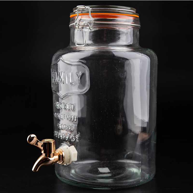 Glass Drink Dispenser with Spigot，Juice Dispenser