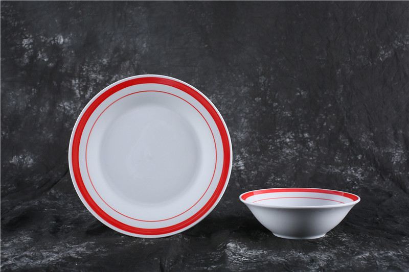 Double Color Rim Porcelain Salad Bowl