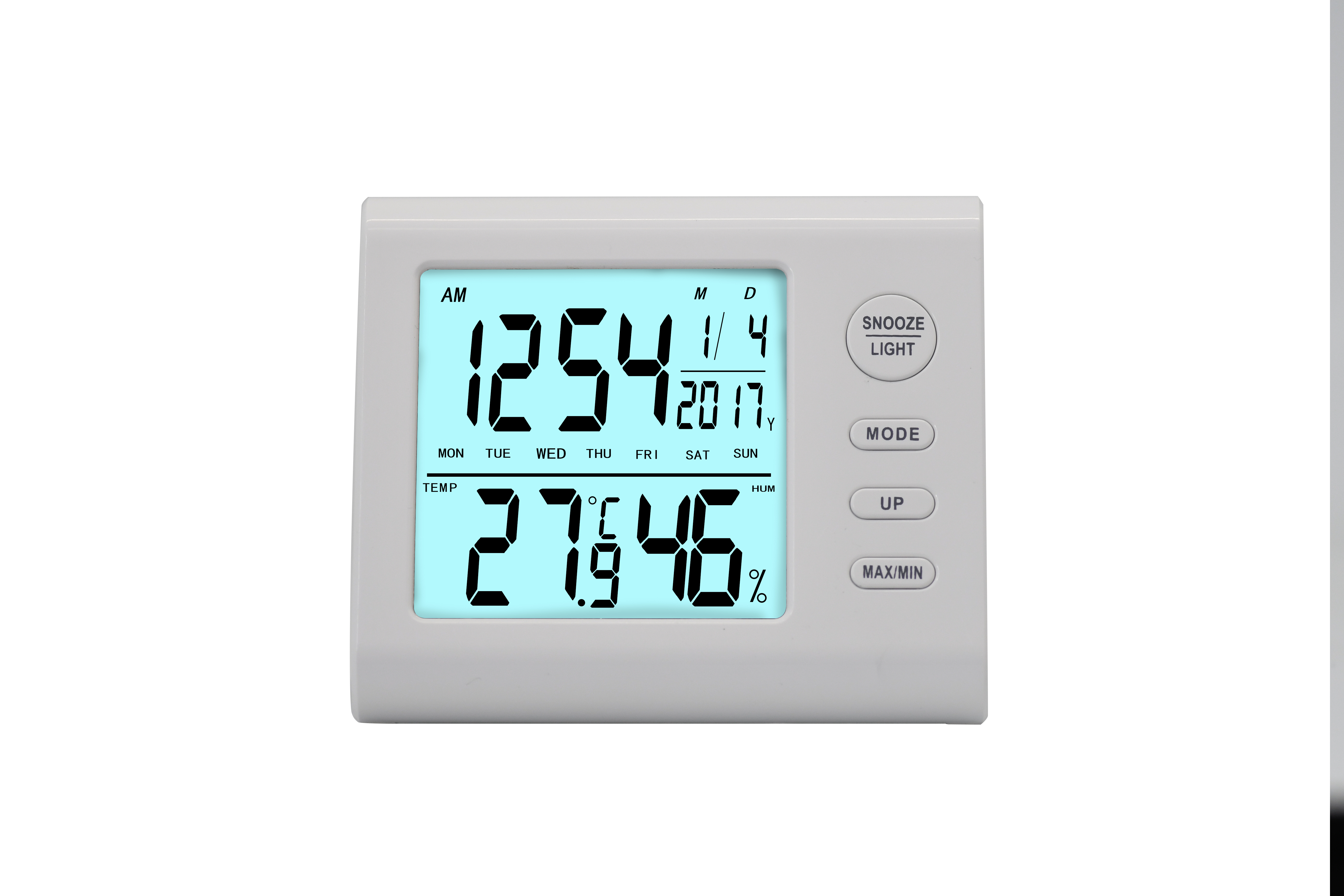AN0523  LCD桌钟时间日历闹钟贪睡温度湿度