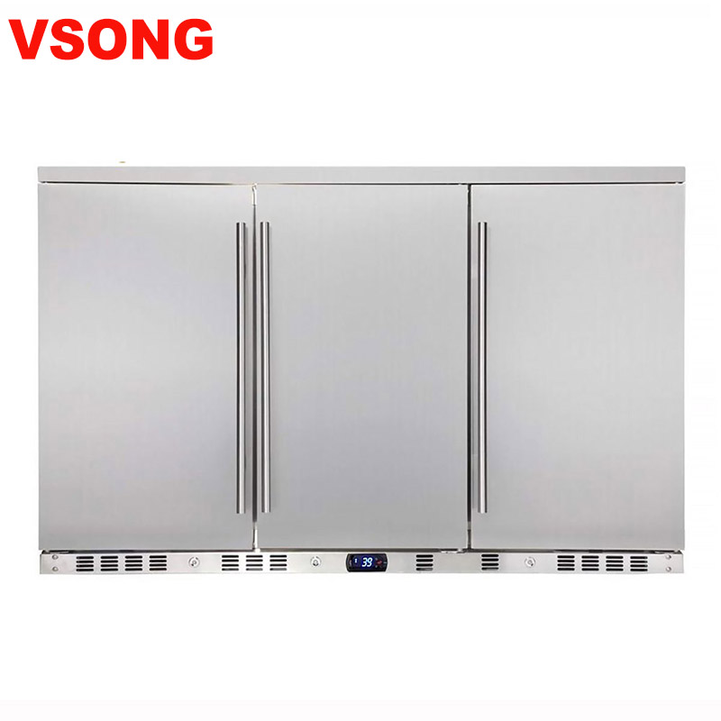 built in three soild doors stainless steel beverage cooler