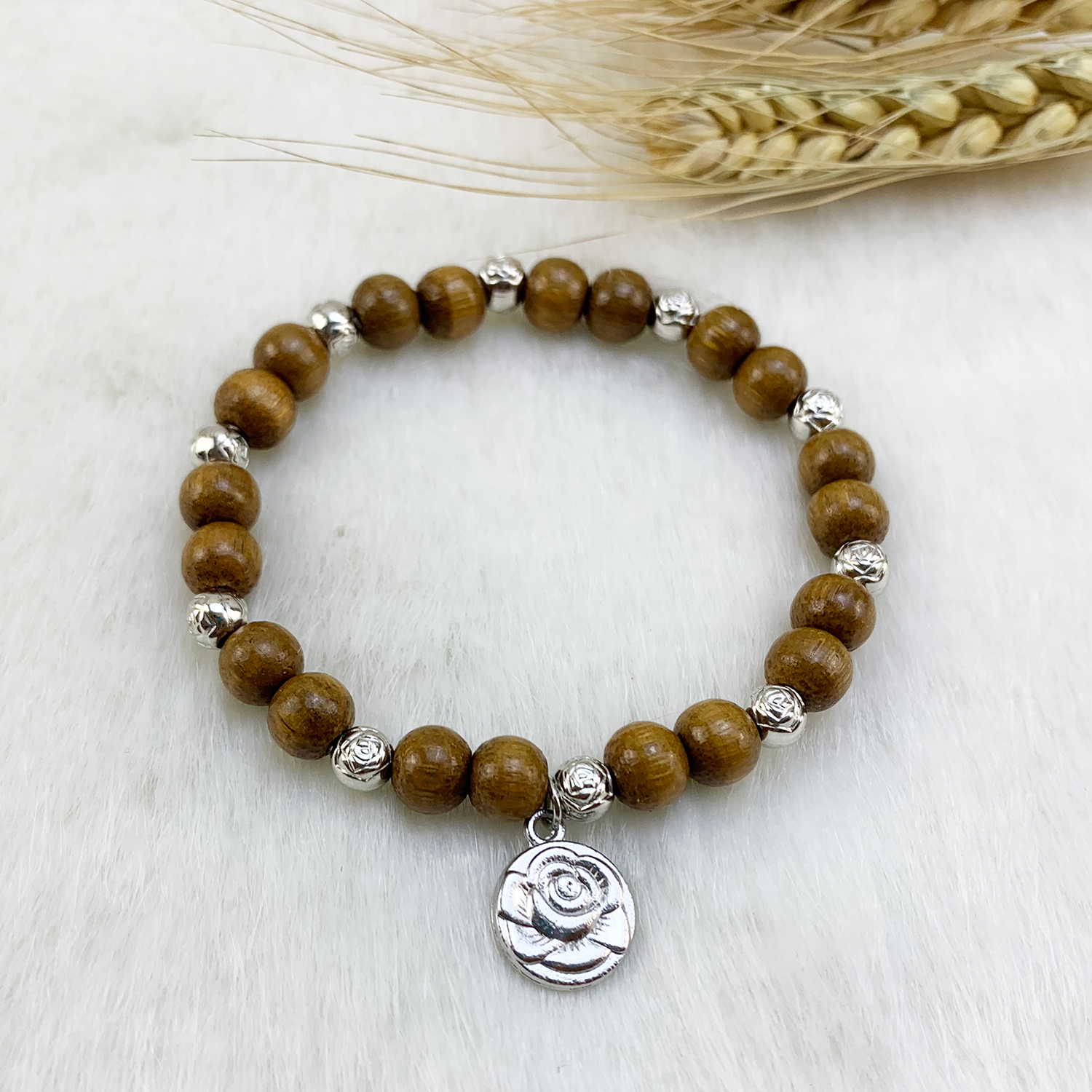 Factory Supplier Fashional Hot popular Latest Design High Quality Christian Religious 8mm Bamboo Beads Rosary Bracelet