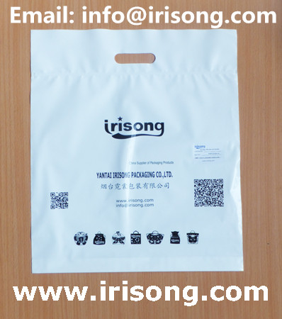 White LDPE zipper bag with die-cut handle