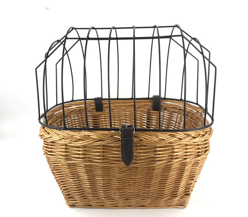 wicker bike basket, wicker bicycle basket with metal frame, willow bike pet basket