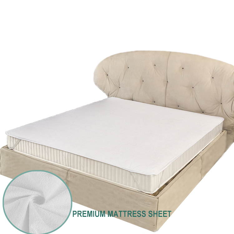 Breathable hotel waterproof bed sheet set with 100% cotton terry fabric