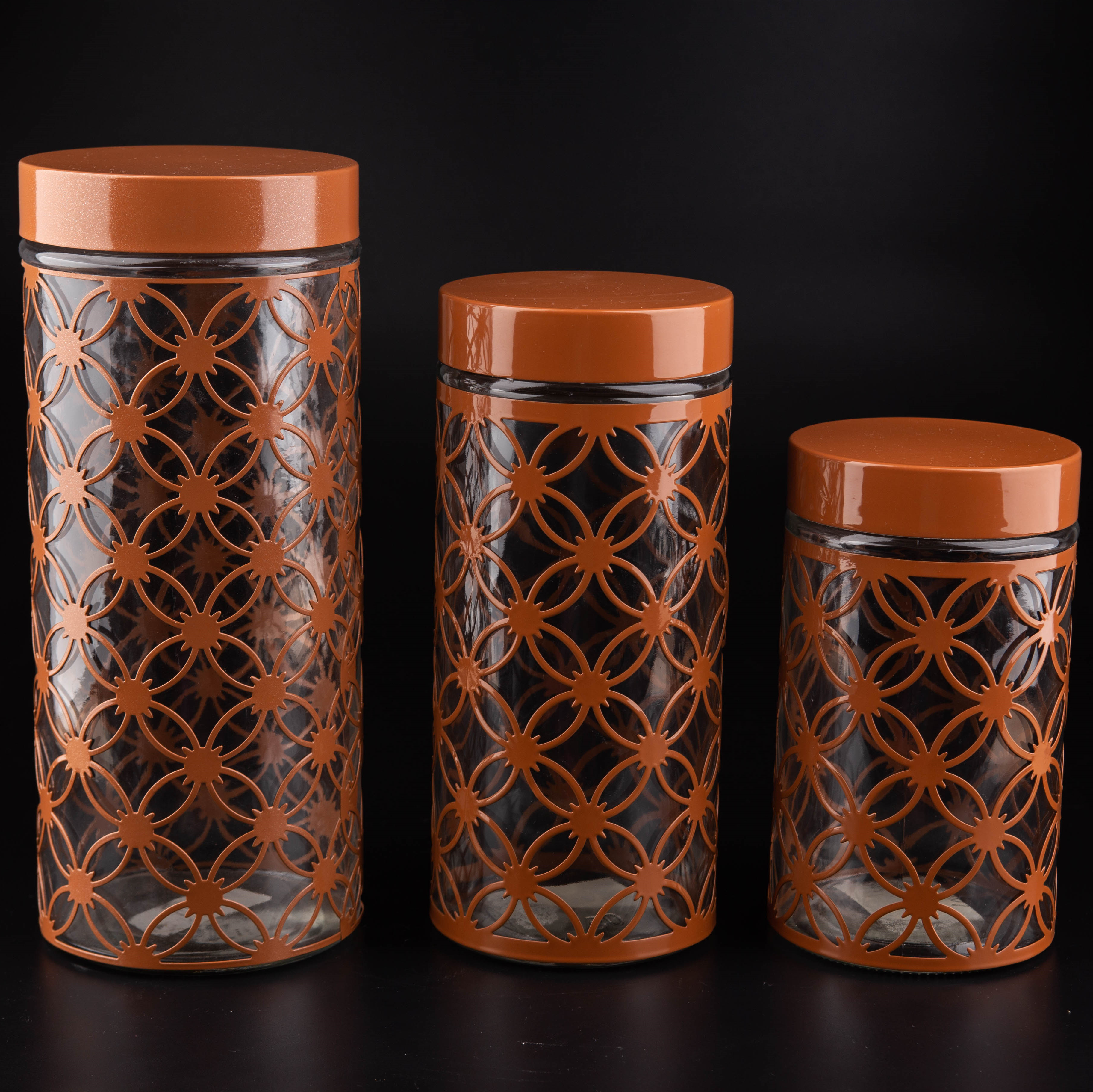 Glass Storage Jar, Kitchen Storage jar, Storage Jar with Metal Coat