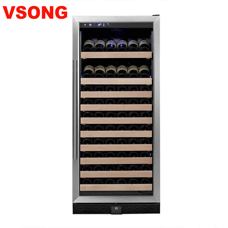 Single Zone Built in Compressor Cooler Large Wine Refrigerator with Stainless Steel Frame
