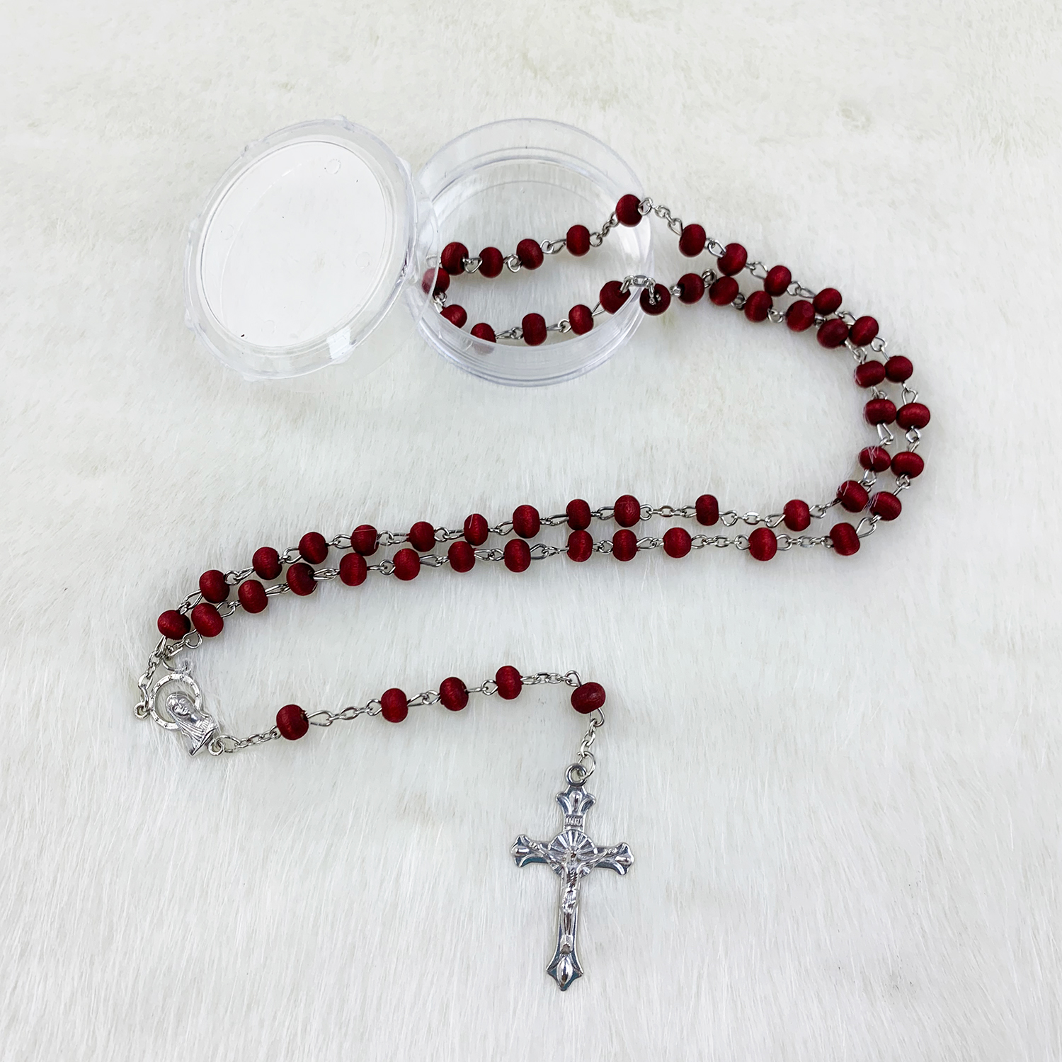 Factory Wholesale Hot Sale Christian Wood Rosary with Plastic Box