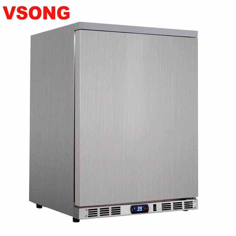 Solid door compressor stainless steel built in beverage cooler