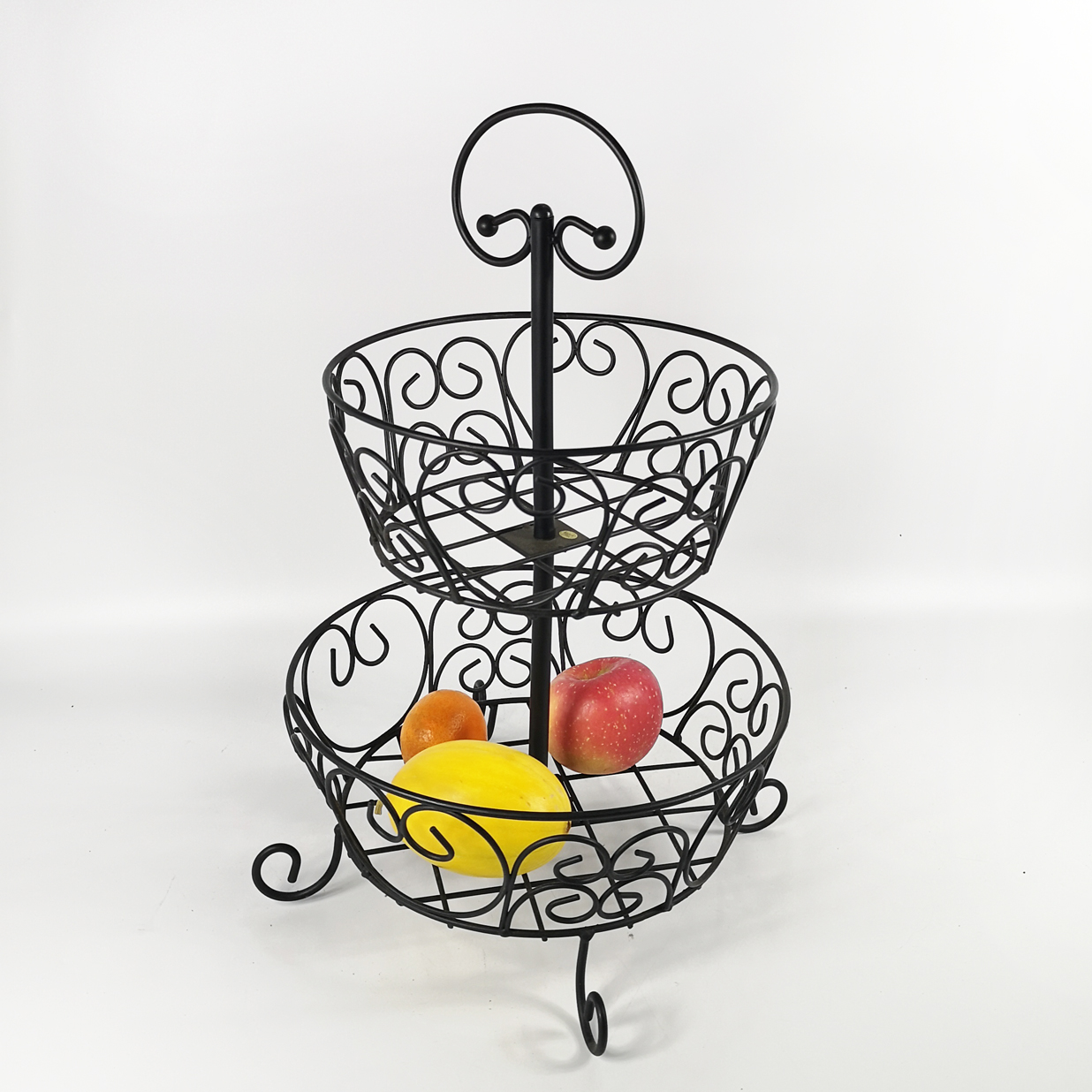 Two-tier iron fruit basket