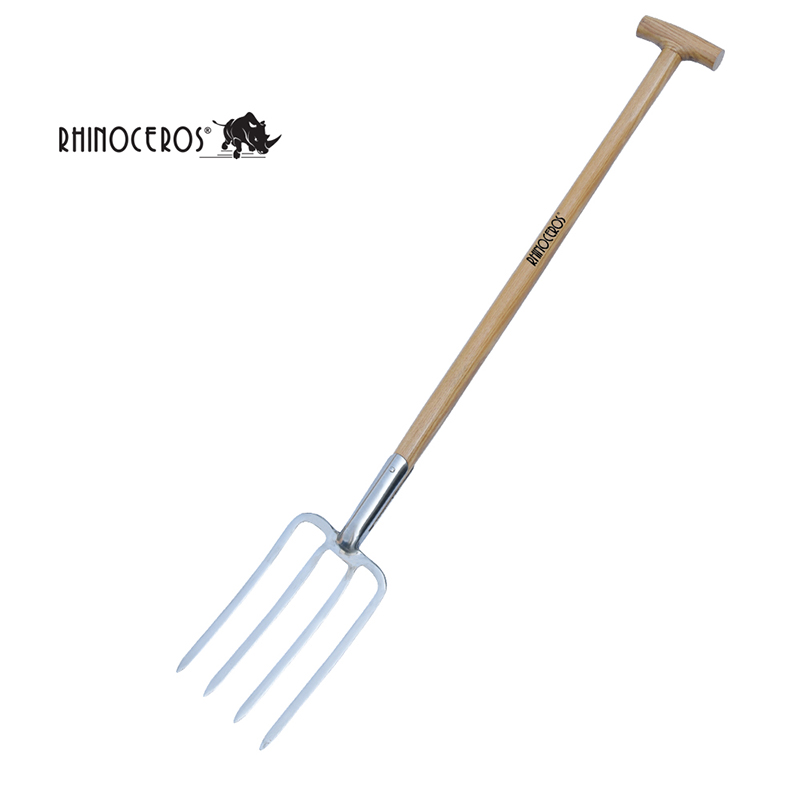 Rhino T-Wood Handle digging fork