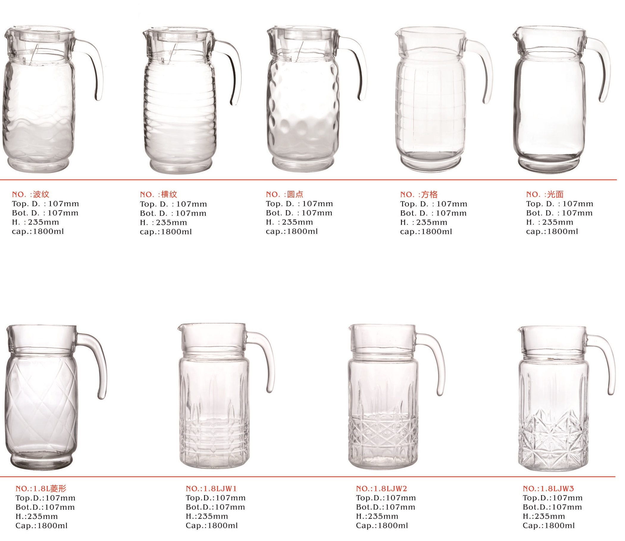 1.8L Transparent Glass Water Glass Jug Glass Pitcher Glassware ...