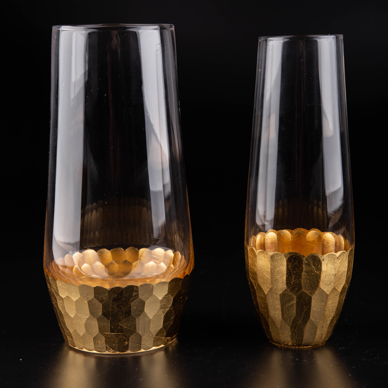 Stemmless Wine Glass Gold folied - hexagon