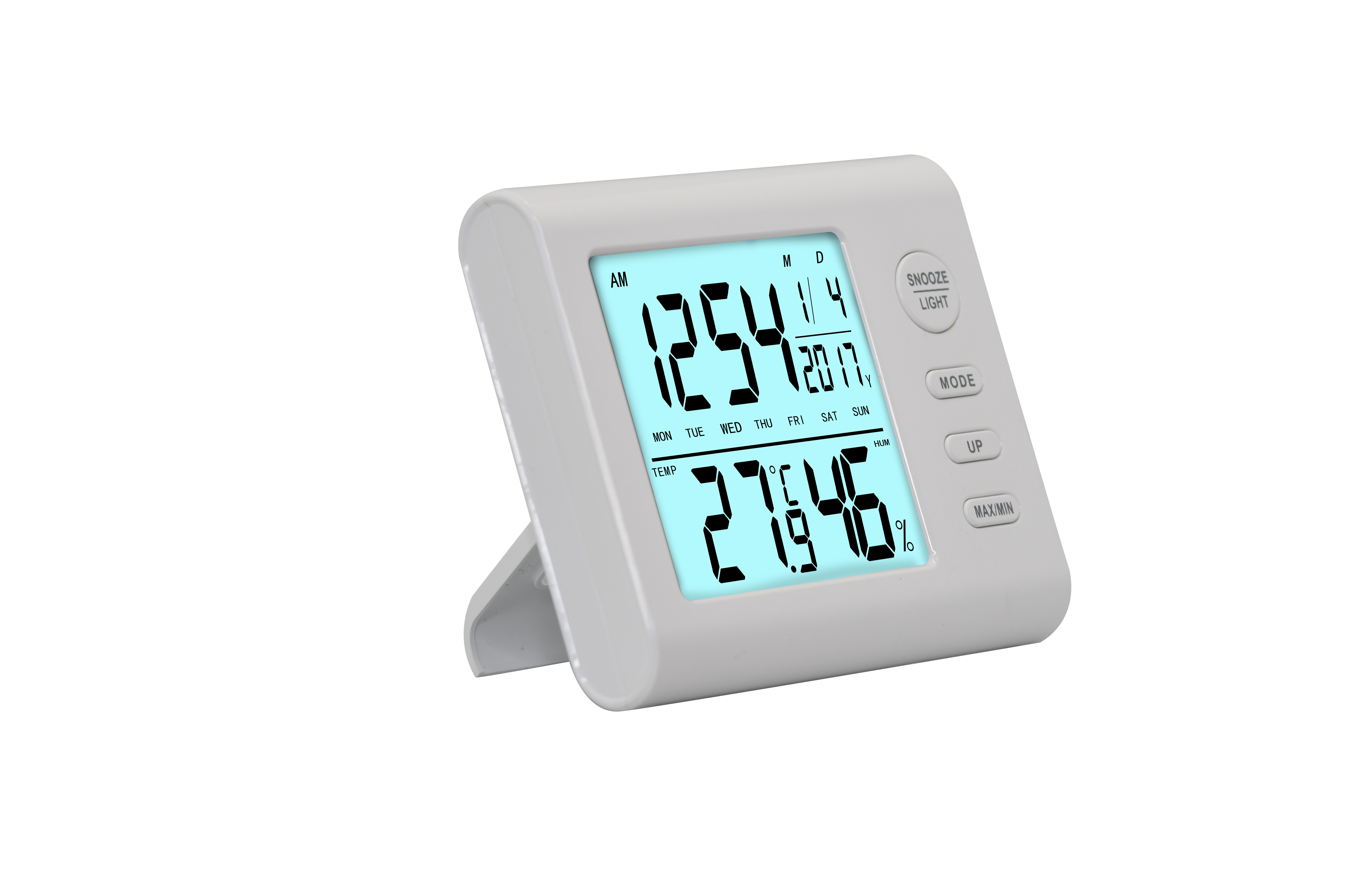 AN0523  LCD桌钟时间日历闹钟贪睡温度湿度