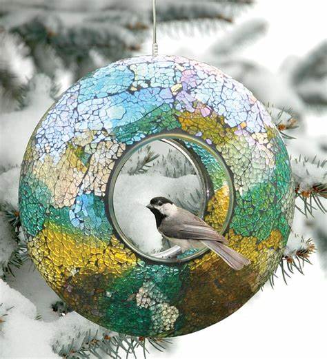 Mosaic Glass Bird Feeder