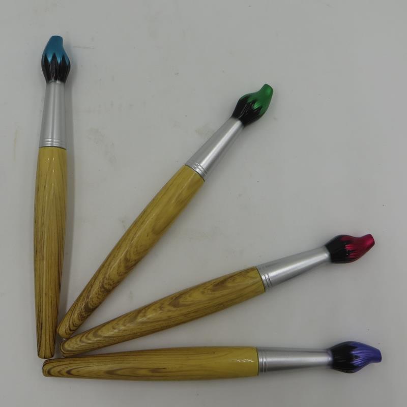 Bamboo ball pen with flame shaped cap