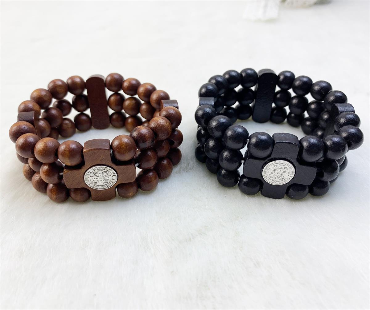 Factory Supplier Fashional Hot popular Latest Design High Quality Christian Religious Wood Bead Rosary Bracelet