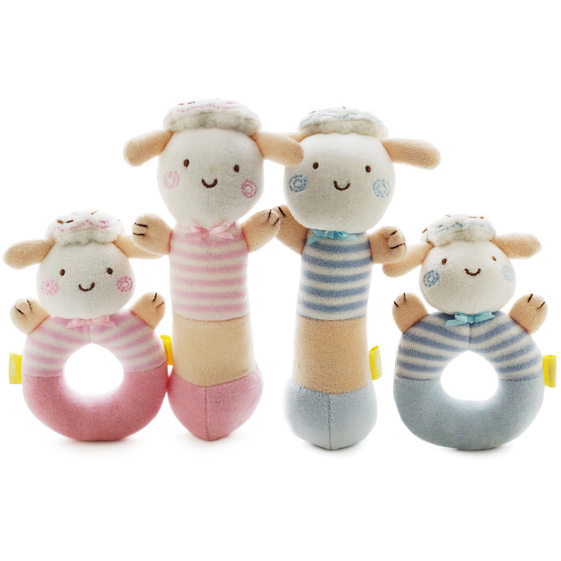 Plush toy rattle baby toys of rabbit,chick,doggy,eleghant,monkey,bear,doggy of options,different colors available,