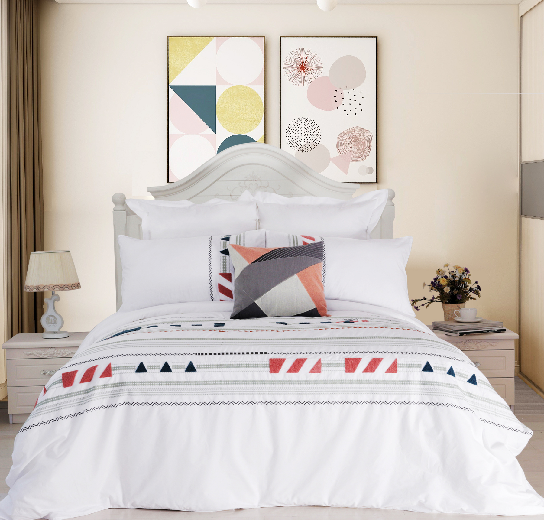 3pc Cotton Embroidered Duvet Cover Set/Manufacturer